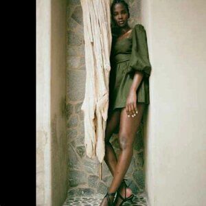 Reformation Brodie Linen Dress in Fern Green US6